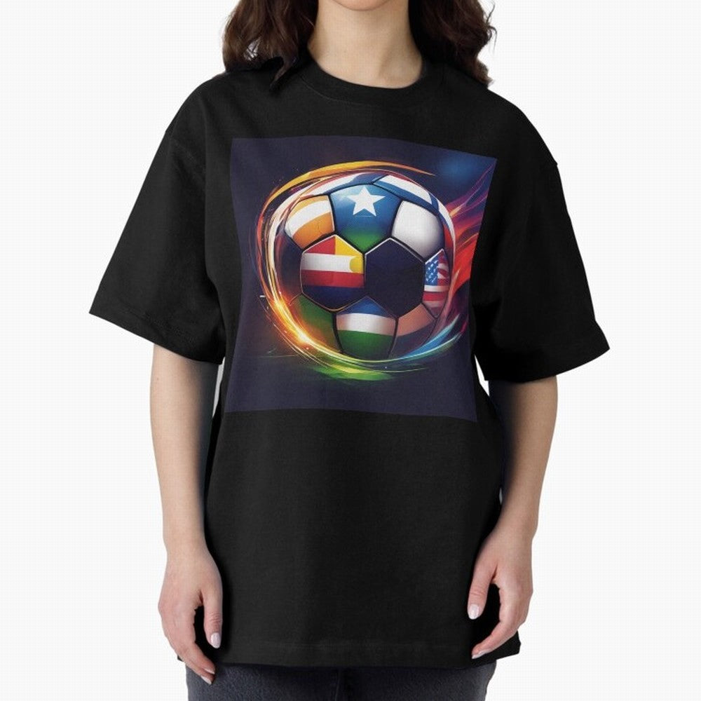 Soccer 2 Oversized T-Shirt Make Every Kick Count in Global Football Passion for FIFA World Cup 2026, Filled with Mbappe and Neymar, Portugal, Spain and Germany, Global Supporter Spirit, Legendary Goals, National Colors and Tournament Celebration;