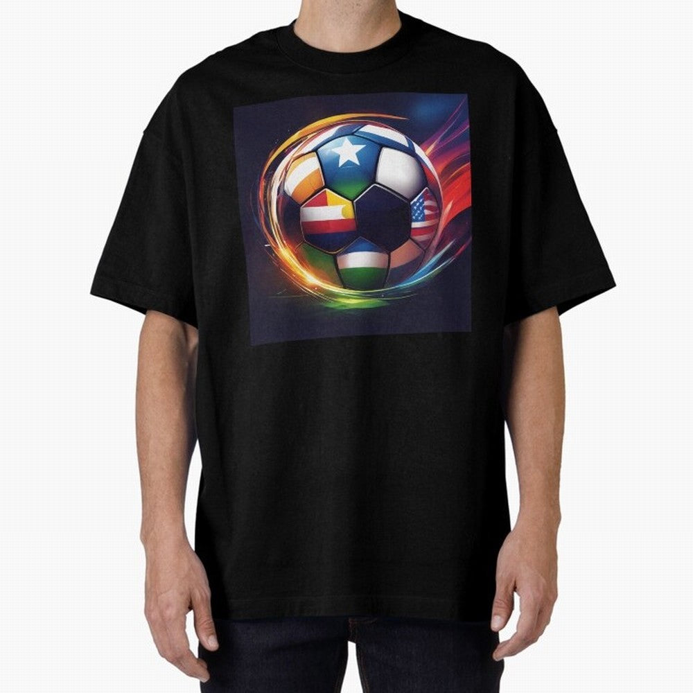 Soccer 2 Oversized T-Shirt Make Every Kick Count in Global Football Passion for FIFA World Cup 2026, Filled with Mbappe and Neymar, Portugal, Spain and Germany, Global Supporter Spirit, Legendary Goals, National Colors and Tournament Celebration;