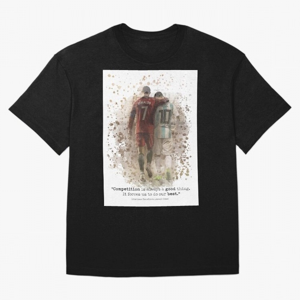 Cristiano Ronaldo Messi Soccer Quote Poster Oversized T-Shirt Celebrate Unforgettable Nights in Global Football Passion for FIFA World Cup 2026 Group Stage, Filled with CR7, Spain, Stadium Chants, National Pride, Trophy Dreams and Unforgettable