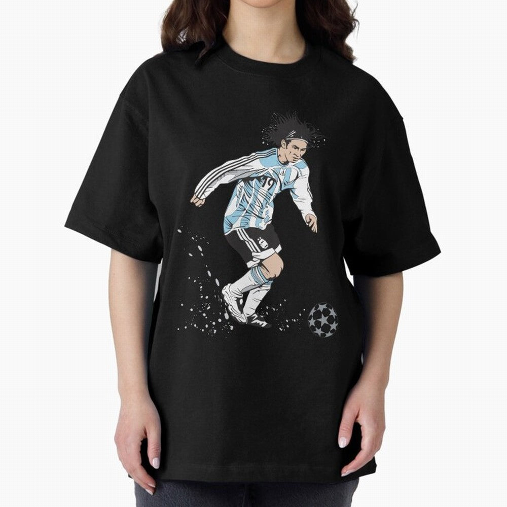Lionel Messi runner Oversized T-Shirt Show Your Stadium Side during Match Day Hype around FIFA World Cup 2026, Messi and Cristiano Ronaldo, Argentina, Football History, Final Match Energy, Crowd Noise and Once in a Lifetime Moments; Great for Watch
