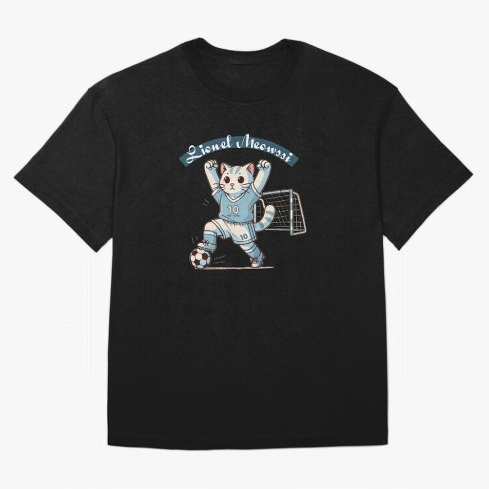Lionel Meowssi Oversized T-Shirt Support Your Favorite Stars during the FIFA World Cup 2026 Group Stage Journey through CR7 Highlights, France and Portugal Pride, Championship Spirit, Famous Goals, Roaring Crowds and International Football Unity;