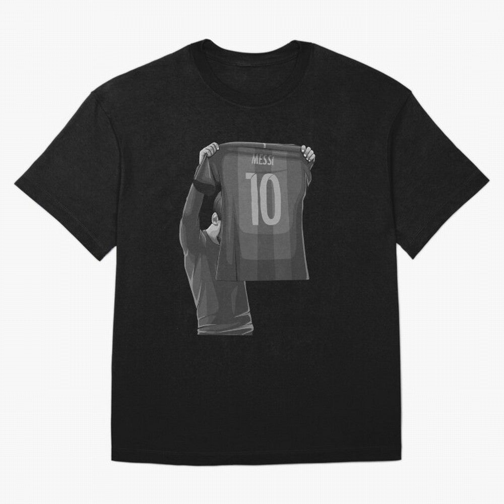 Lionel Messi Black and White Version Oversized T-Shirt Capture FIFA World Cup 2026 USA Canada Mexico Spirit, Filled with France and Portugal, Messi and Cristiano Ronaldo, Fan Favorite Moments, National Team Passion, Big Match Drama and Soccer