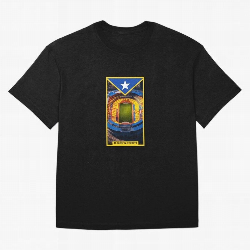 Barcelona Stadium Coordinates Graphic Essential T-Shirt Bring Stadium Energy to FIFA World Cup 2026 for Fans of Messi, CR7 and Mbappe and England, France and Netherlands, Bringing Goal Celebration Energy, Supporter Heritage, Football Icons and