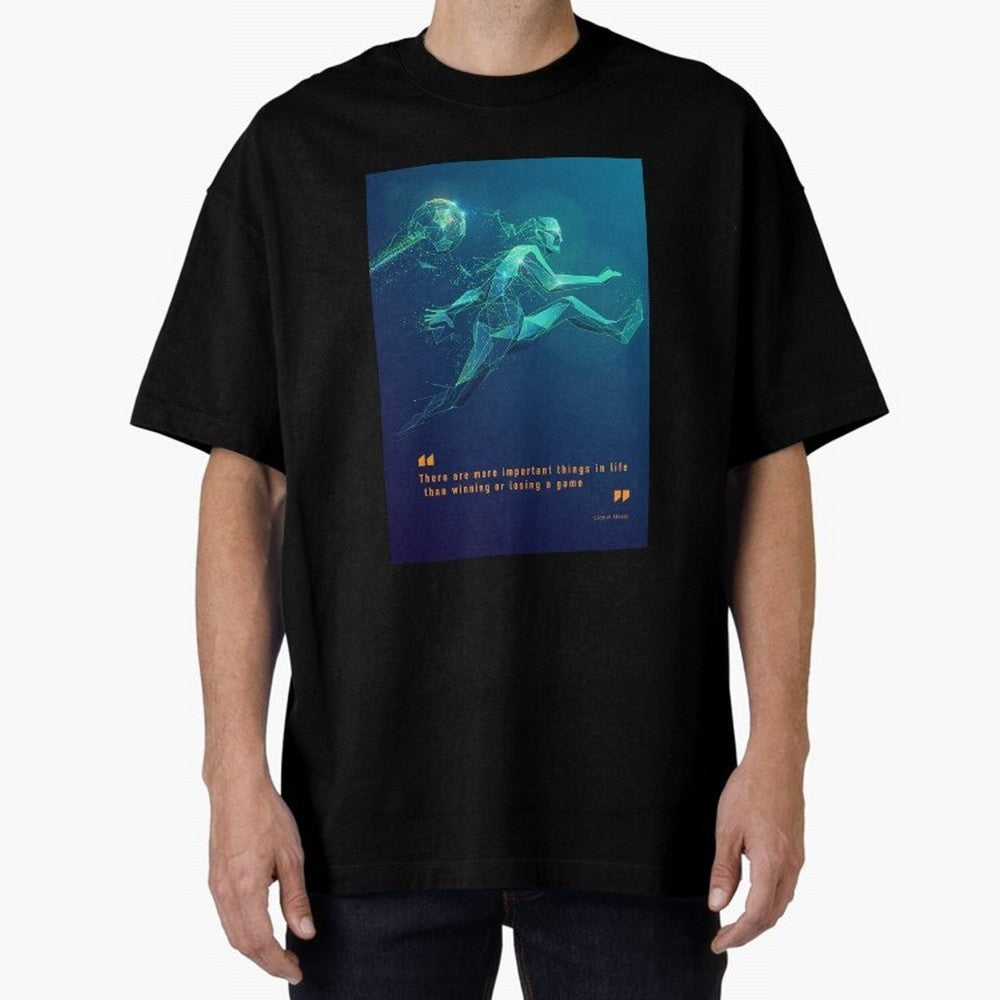 soccer football graphic Lionel Messi quotes Oversized T-Shirt Remember Iconic Moments from FIFA World Cup 2026 Group Stage Spirit, Celebrating Argentina, Neymar, Tournament Hype, Historic Matchups, Family Viewing Parties and Global Sports Pride;