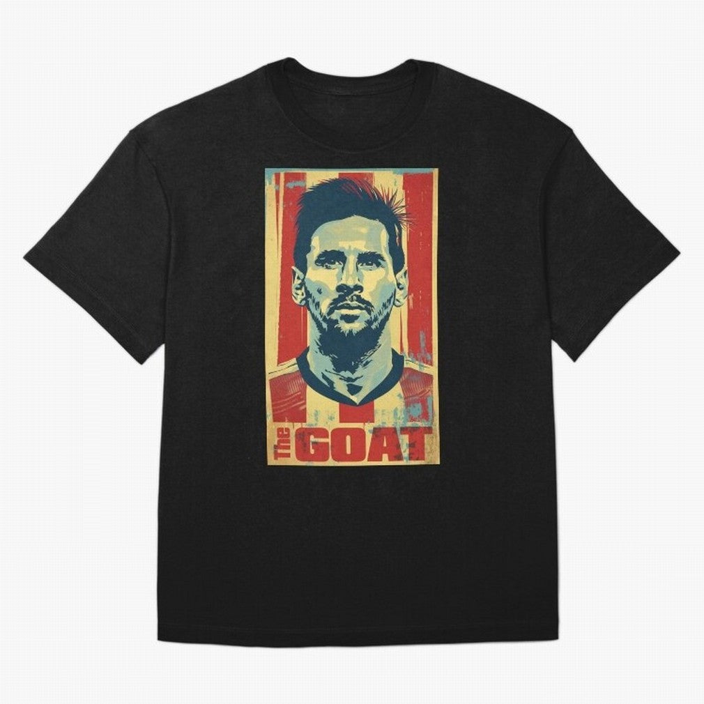 Messi The GOAT Graphic poster design Premium T-Shirt Carry National Pride through Match Day Hype around FIFA World Cup 2026, Messi and Cristiano Ronaldo, France, Championship Spirit, Famous Goals, Roaring Crowds and International Football Unity;