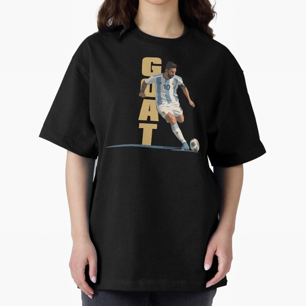 Messi in action GOAT Minimalist Graphic Premium T-Shirt Enjoy the Biggest Football Party of Global Football Passion for FIFA World Cup 2026 USA Canada Mexico, Filled with Messi, Neymar and Mbappe, Germany, Vintage Soccer Flavor, Modern Football