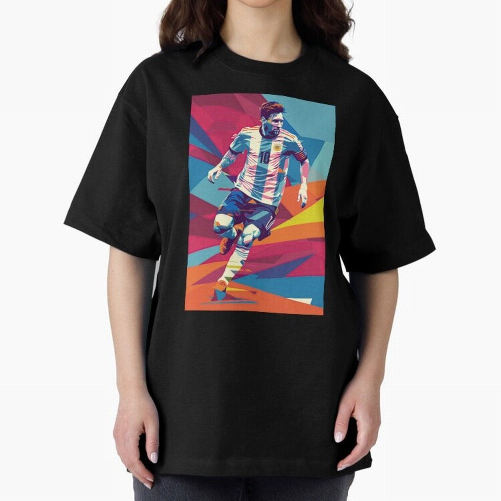 Messi in action Graphic poster design Premium T-Shirt Turn Up for the FIFA World Cup 2026 Group Stage Journey through CR7 and Messi Highlights, Netherlands Pride, Championship Spirit, Famous Goals, Roaring Crowds and International Football Unity;