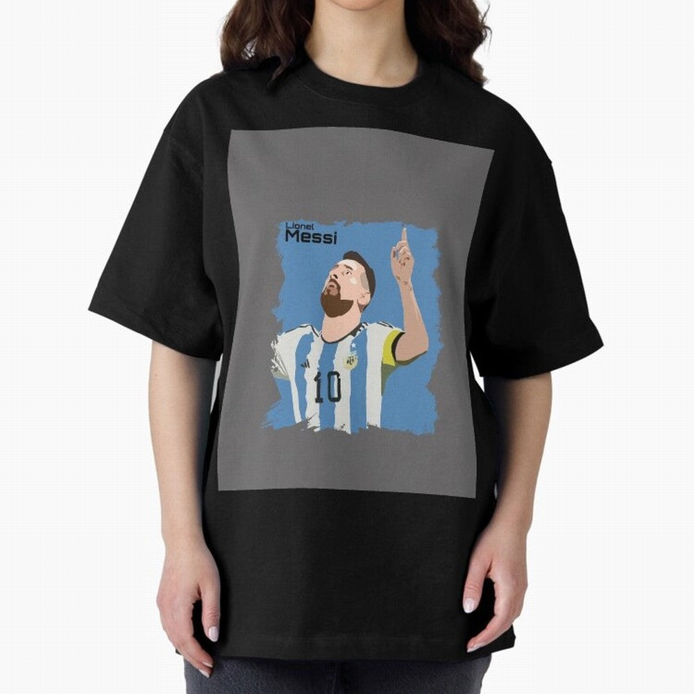 Lionel Messi Triumphant Argentina Portrait Graphic T-Shirt Show Your Tournament Heart for FIFA World Cup 2026 Group Stage with CR7 and Messi, Argentina, France and Brazil Energy, Championship Spirit, Famous Goals, Roaring Crowds and International