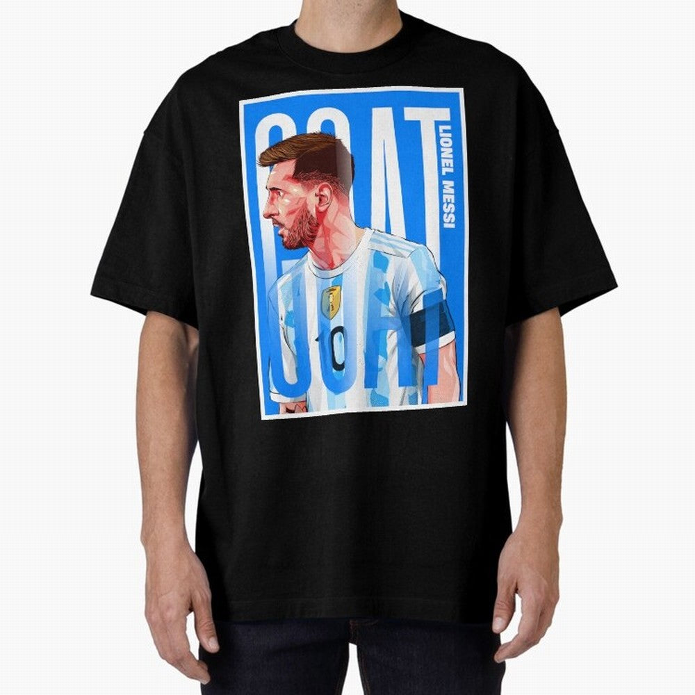 Lionel Messi The GOAT Illustration artwork Premium T-Shirt Bring Home Match Day Hype around FIFA World Cup 2026, Mbappe, Portugal, Goal Celebration Energy, Supporter Heritage, Football Icons and Worldwide Tournament Joy; Ideal for Fans Who Follow