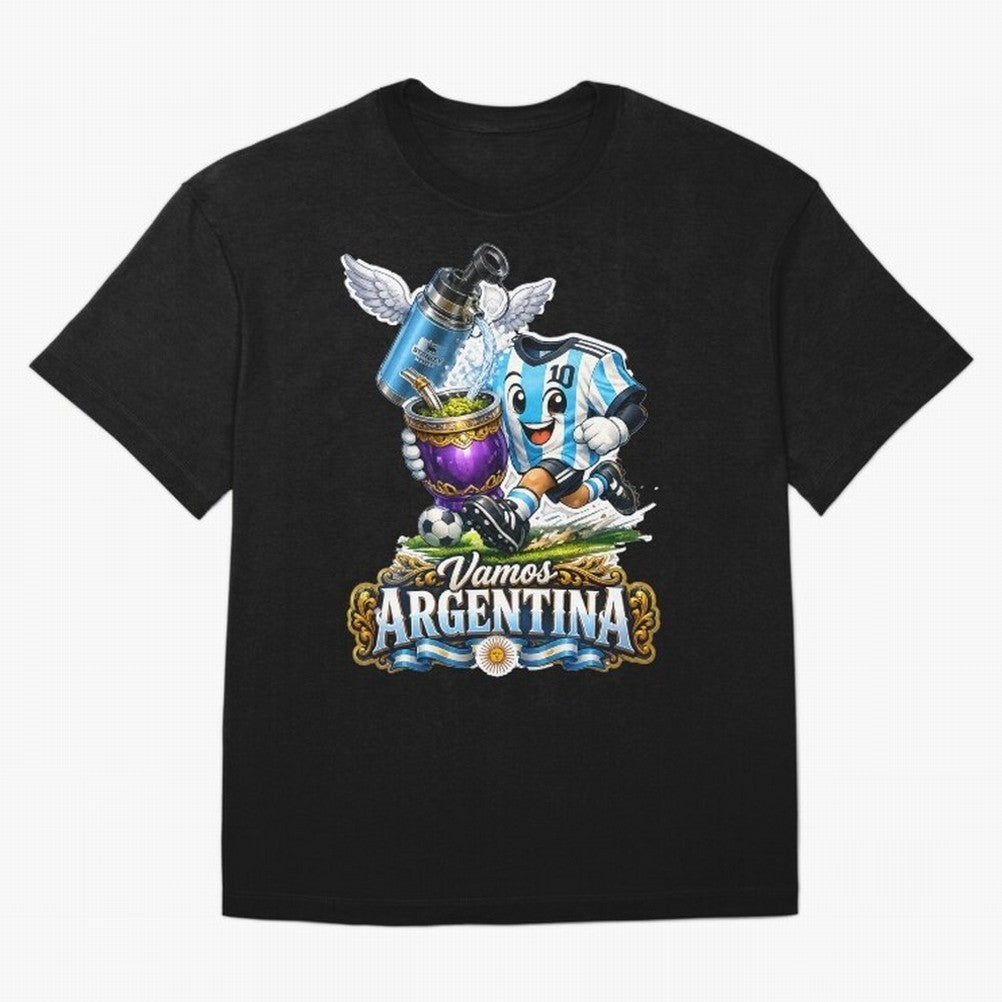 Cancha & Mate Dreams ¨C Argentina Football Heritage - Argentina Football Mate Mascot - Messi 10 Soccer Fan Art Classic T-Shirt Elevate FIFA World Cup 2026 USA Canada Mexico Spirit, Connected to Portugal, Messi, Neymar and Mbappe, Fan Favorite