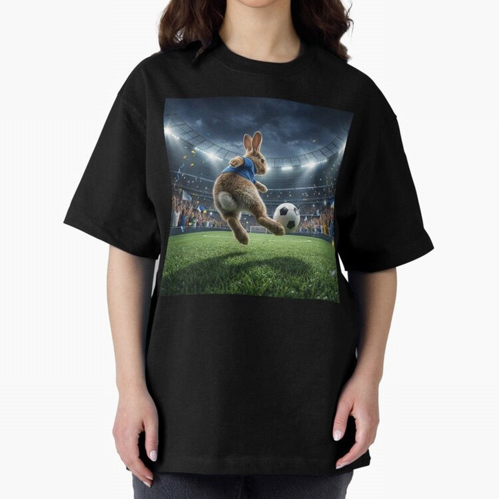 Rabbit Is Veritable Messi on the Soccer Pitch Oversized T-Shirt Make Every Kick Count in the FIFA World Cup 2026 Group Stage Journey through CR7 Highlights, England and Germany Pride, Global Supporter Spirit, Legendary Goals, National Colors and