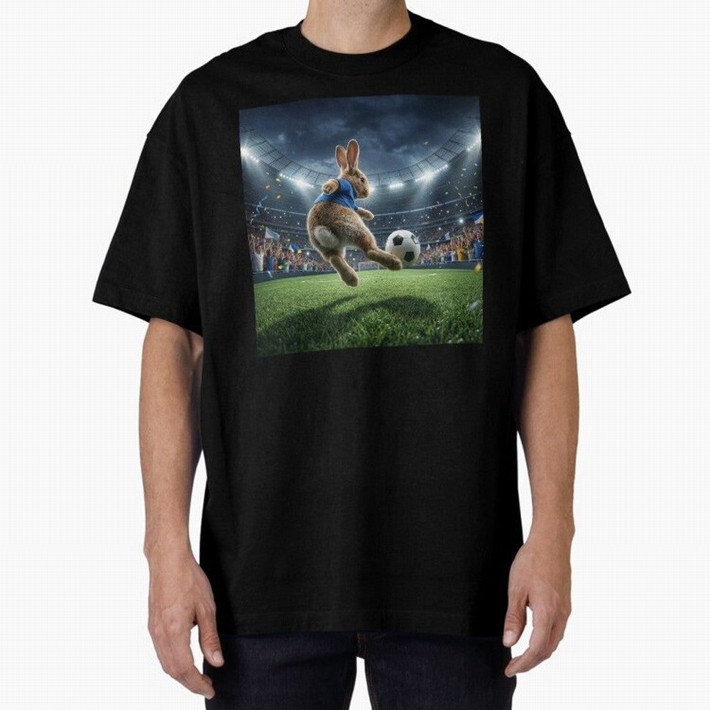 Rabbit Is Veritable Messi on the Soccer Pitch Oversized T-Shirt Make Every Kick Count in the FIFA World Cup 2026 Group Stage Journey through CR7 Highlights, England and Germany Pride, Global Supporter Spirit, Legendary Goals, National Colors and