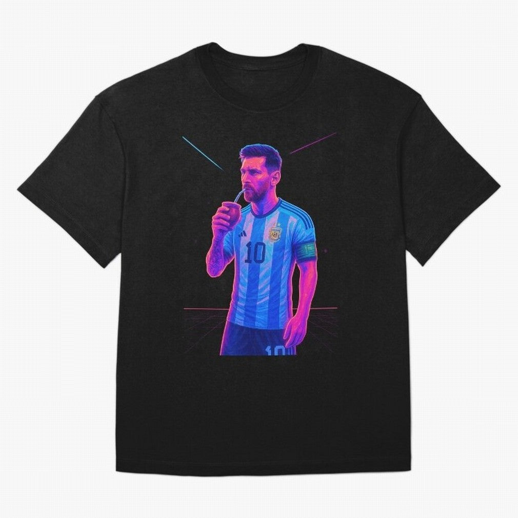 Messi The Goat Art Neon Synthwave Cyberpunk ¨C Retro Futuristic Classic T-Shirt Feel the Roar of FIFA World Cup 2026 Group Stage Filled with Haaland, France Energy, Soccer Culture, Superstar Moments, National Team Dreams and Competitive Fire; Ideal