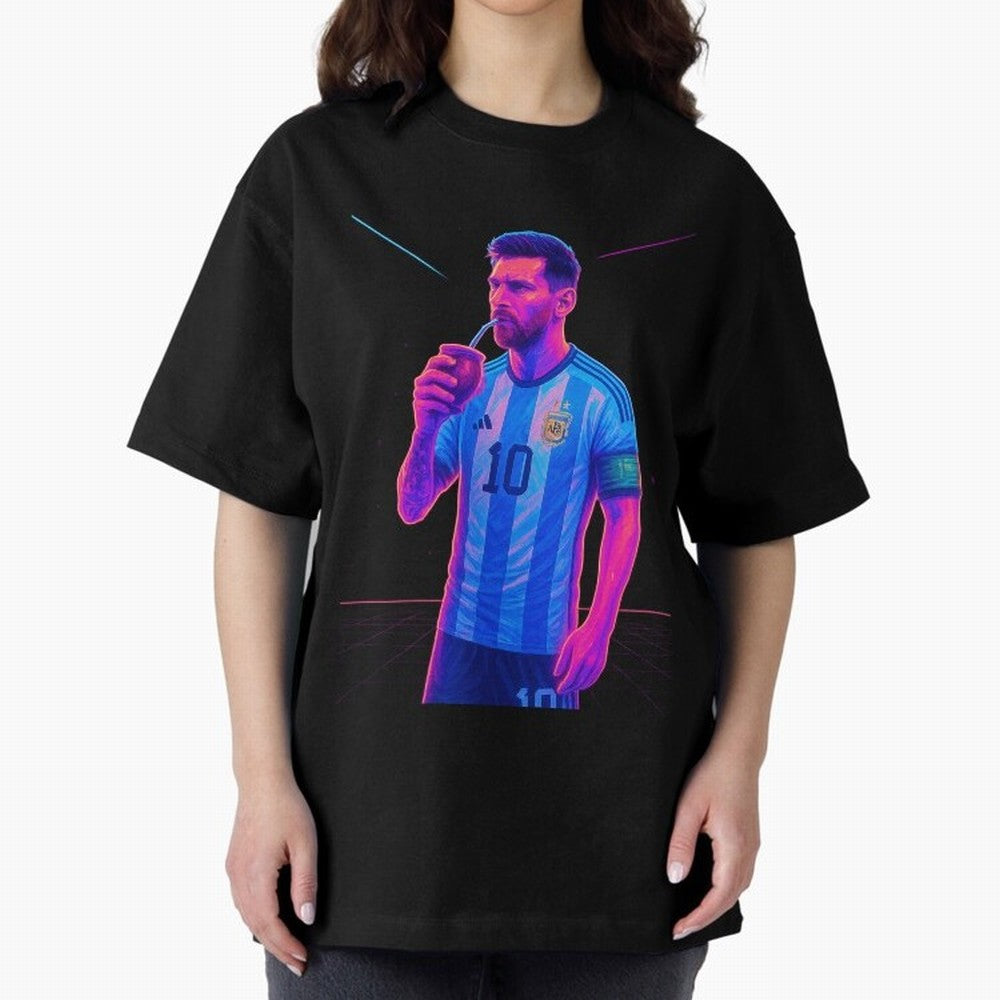 Messi The Goat Art Neon Synthwave Cyberpunk ¨C Retro Futuristic Classic T-Shirt Feel the Roar of FIFA World Cup 2026 Group Stage Filled with Haaland, France Energy, Soccer Culture, Superstar Moments, National Team Dreams and Competitive Fire; Ideal