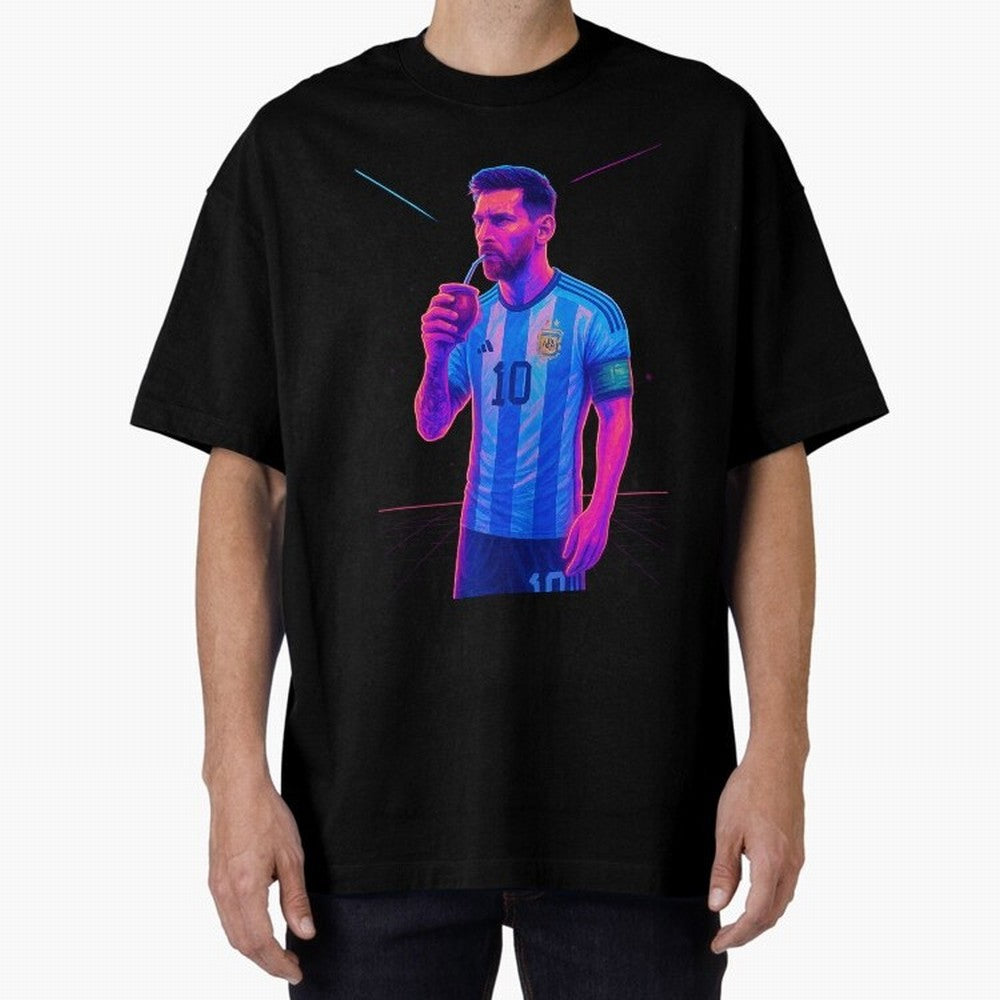 Messi The Goat Art Neon Synthwave Cyberpunk ¨C Retro Futuristic Classic T-Shirt Feel the Roar of FIFA World Cup 2026 Group Stage Filled with Haaland, France Energy, Soccer Culture, Superstar Moments, National Team Dreams and Competitive Fire; Ideal