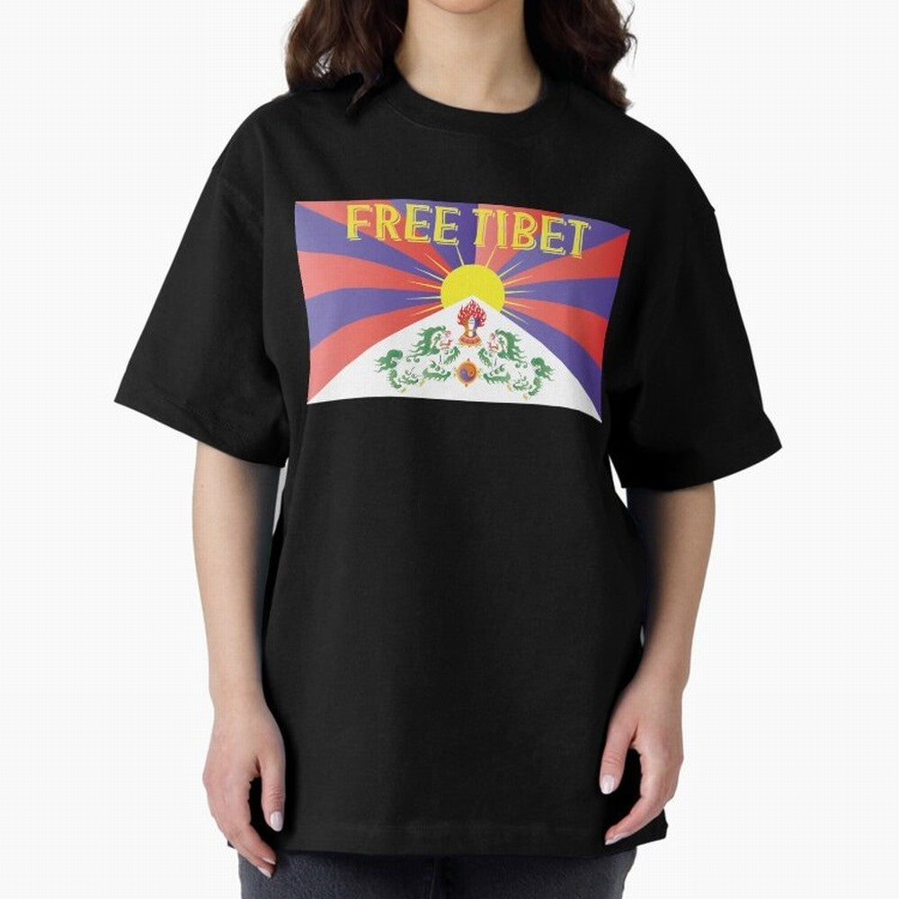 Free Tibet Movement Oversized T-Shirt Wear the Spirit of FIFA World Cup 2026 Driven by Messi and Cristiano Ronaldo, England, France and Netherlands Energy, Football History, Final Match Energy, Crowd Noise and Once in a Lifetime Moments; Ideal for