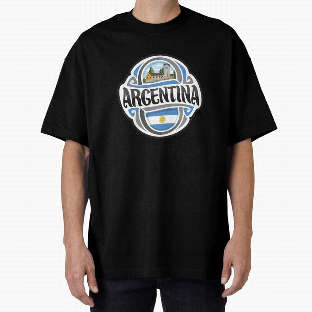 Decorative Argentina Logo Oversized T-Shirt Back Your Heroes with FIFA World Cup 2026 Group Stage Connected to Haaland, Brazil Energy, Soccer Culture, Superstar Moments, National Team Dreams and Competitive Fire; Ideal for Fans Who Follow Messi,