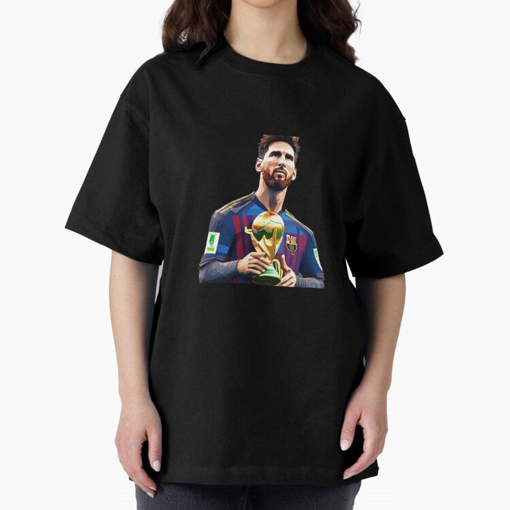 Messi World Cup with Barcelona Jersey Art Gift Classic T-Shirt Capture Stadium Memories from the FIFA World Cup 2026 Group Stage Journey through Messi and Cristiano Ronaldo Highlights, Spain Pride, Retro Football Energy, Iconic Rivalries, Trophy