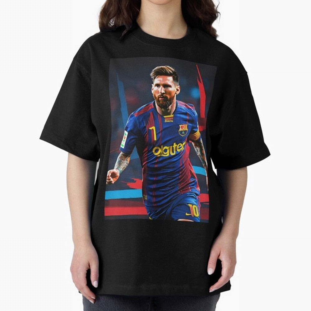 Messi.fcb Oversized T-Shirt Make Every Kick Count in Global Football Passion for FIFA World Cup 2026 Group Stage, Made for Messi and Cristiano Ronaldo, England, France and Netherlands, Fan Favorite Moments, National Team Passion, Big Match Drama