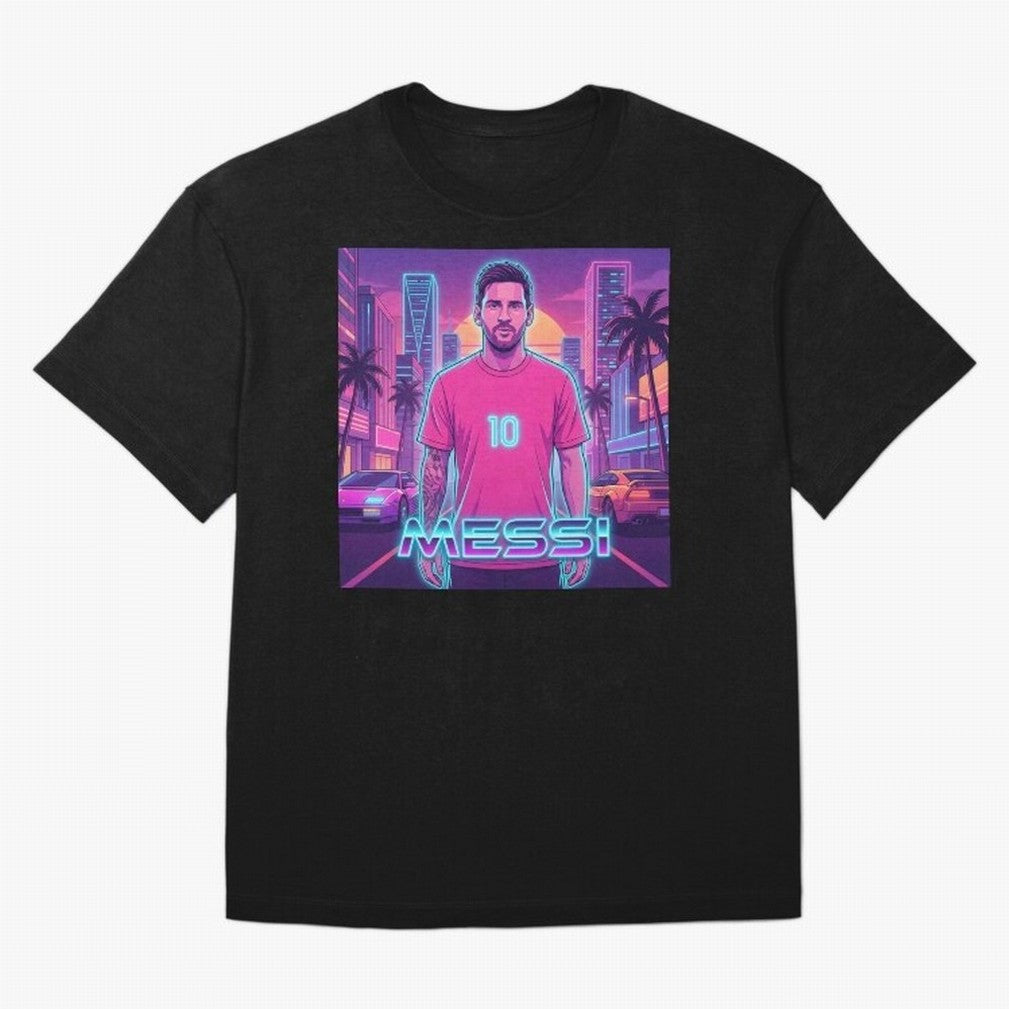 Inter Miami? Football Legend Messi Cyberpunk Retro Futurist Design (Version 3) Classic T-Shirt Live for the Drama of Global Football Passion for FIFA World Cup 2026, Highlighting Neymar, Argentina and Brazil, Championship Spirit, Famous Goals,