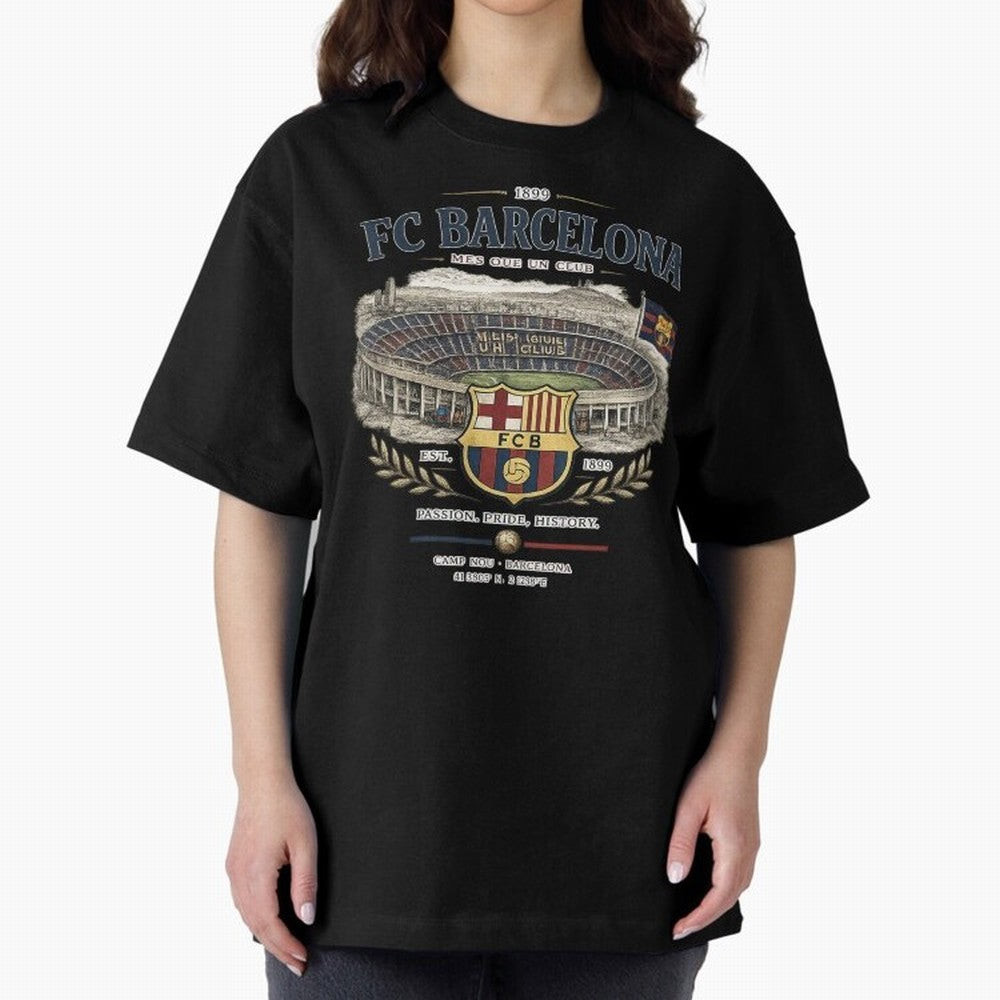 FC Barcelona Vintage Football Streetwear Oversized T-Shirt Capture Stadium Memories from Match Day Hype around FIFA World Cup 2026, Neymar, Haaland and Cristiano Ronaldo, Netherlands, Global Supporter Spirit, Legendary Goals, National Colors and