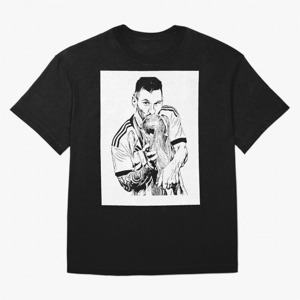 Drawing Leo Messi Classic T-Shirt Bring FIFA World Cup 2026 Spirit, Inspired by Argentina, France and Brazil, Messi, Stadium Chants, National Pride, Trophy Dreams and Unforgettable Football Memories; Created for Match Day Parties, Soccer Gifts, Fan