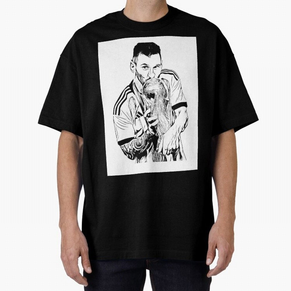 Drawing Leo Messi Classic T-Shirt Bring FIFA World Cup 2026 Spirit, Inspired by Argentina, France and Brazil, Messi, Stadium Chants, National Pride, Trophy Dreams and Unforgettable Football Memories; Created for Match Day Parties, Soccer Gifts, Fan