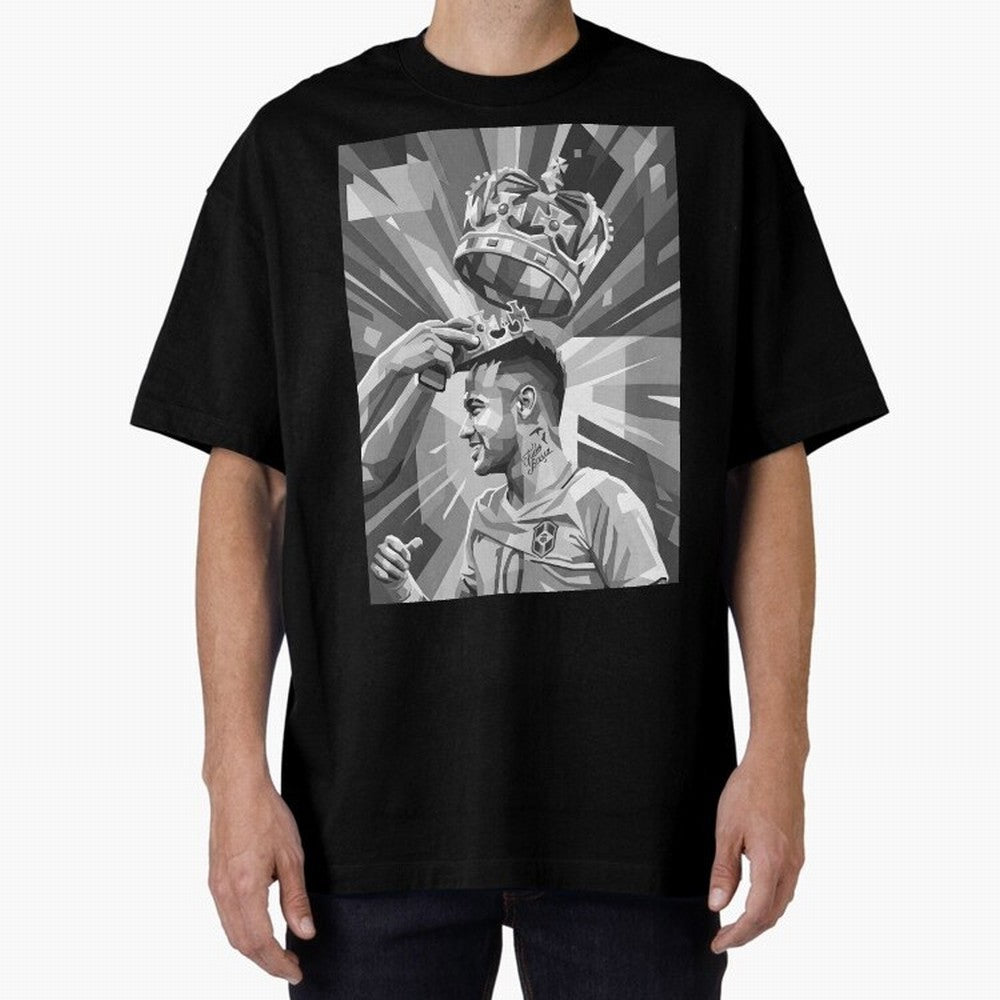 Neymar Grayscale Classic T-Shirt Celebrate FIFA World Cup 2026 Featuring Haaland, Argentina, France and Brazil Energy, Global Supporter Spirit, Legendary Goals, National Colors and Tournament Celebration; Ideal for Passionate Fans Who Love Underdog