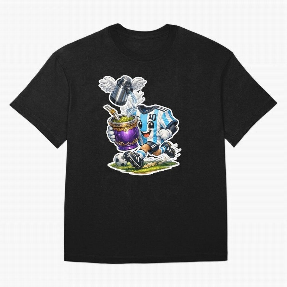 Vamos Argentina ¨C Mate & Football Forever - Argentina Football Mate Mascot - Messi 10 Soccer Fan Art Classic T-Shirt Upgrade FIFA World Cup 2026 for Fans of Messi, CR7 and Mbappe and Spain, Bringing Retro Football Energy, Iconic Rivalries, Trophy