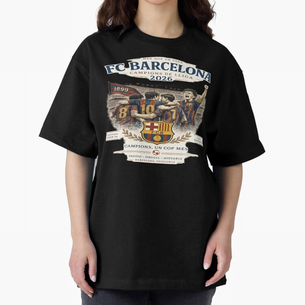 FC Barcelona Champions Vintage 2026 Oversized T-Shirt Bring Global Tournament Vibes to FIFA World Cup 2026 USA Canada Mexico Filled with Messi, Neymar and Mbappe, Spain Energy, Vintage Soccer Flavor, Modern Football Stars, National Flags and Final