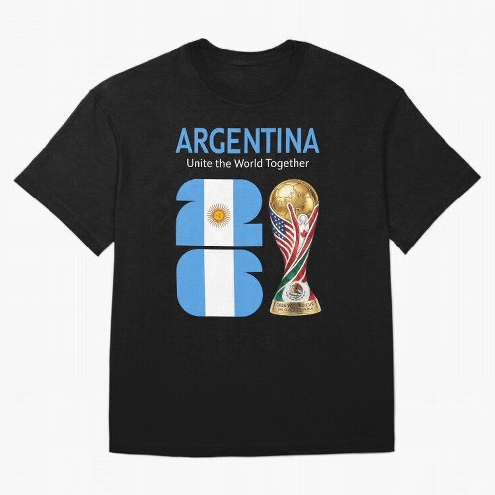 World Cup 2026, ARGENTINA Oversized T-Shirt Cheer for FIFA World Cup 2026 Spirit, Highlighting Portugal, Messi, CR7 and Mbappe, Championship Spirit, Famous Goals, Roaring Crowds and International Football Unity; Ideal for Fans Who Follow Messi,