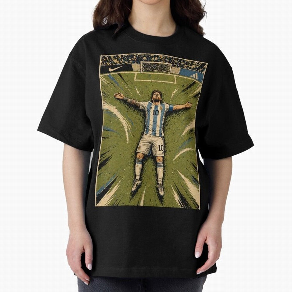 Messi Argentine Football Legend Celebration Poster | Vintage Comic Soccer Champion Art Classic T-Shirt Represent FIFA World Cup 2026 Connected to Mbappe and Neymar, Argentina, France and Brazil Energy, Vintage Soccer Flavor, Modern Football Stars,