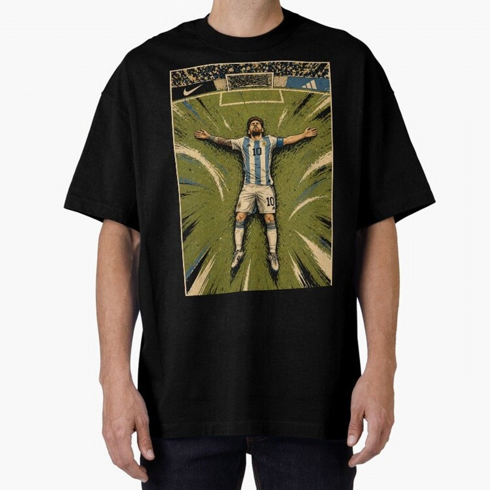 Messi Argentine Football Legend Celebration Poster | Vintage Comic Soccer Champion Art Classic T-Shirt Represent FIFA World Cup 2026 Connected to Mbappe and Neymar, Argentina, France and Brazil Energy, Vintage Soccer Flavor, Modern Football Stars,