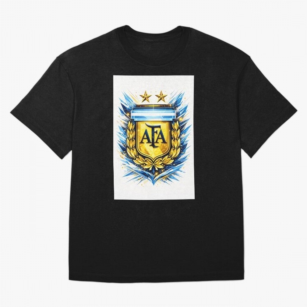 Argentina champions AFA crest gold blue soccer design Oversized T-Shirt Fuel Match Day Hype around FIFA World Cup 2026, Messi, Portugal, Spain and Germany, Global Supporter Spirit, Legendary Goals, National Colors and Tournament Celebration; Great