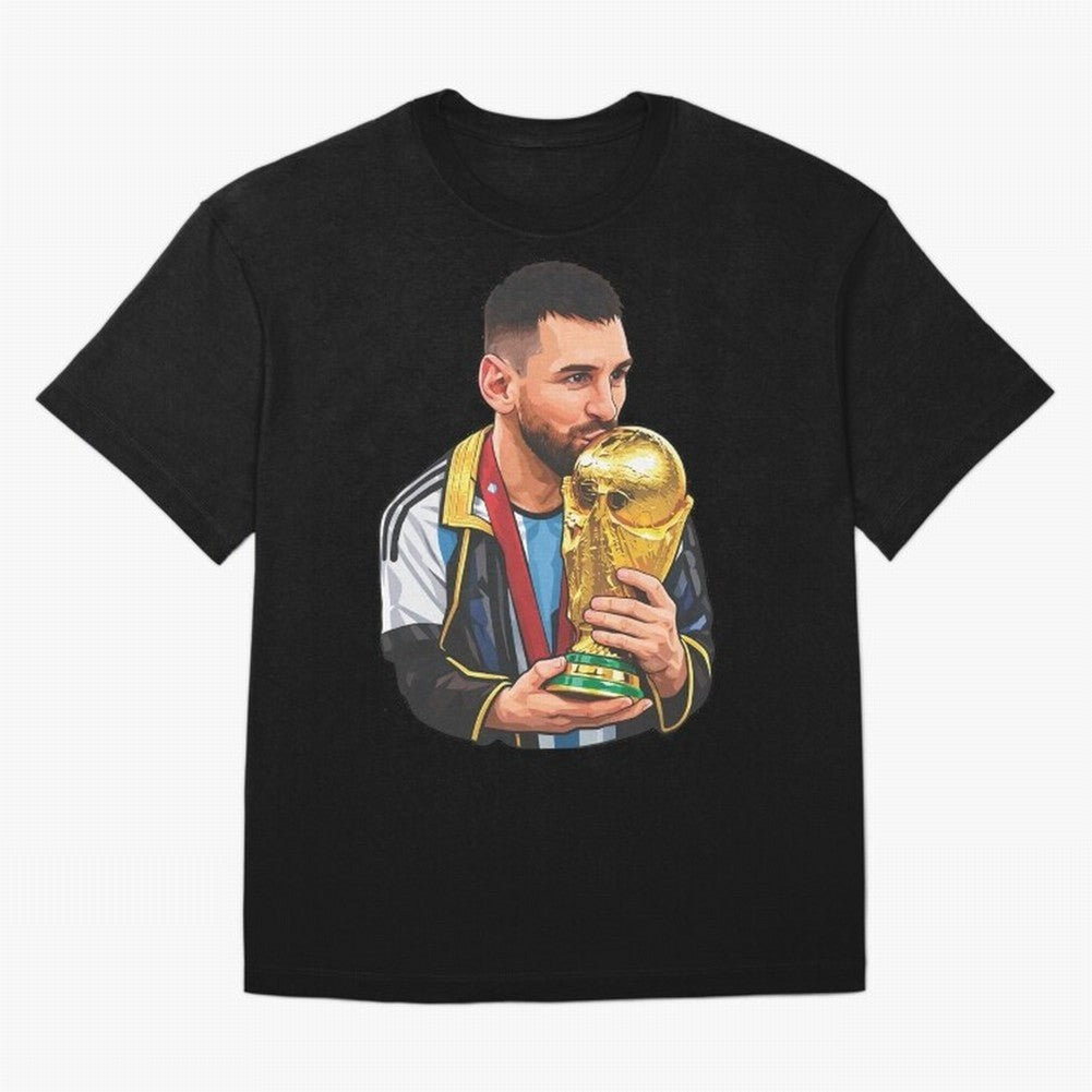 Messi celebrating the 2022 World Cup victory Classic T-Shirt Make Memories around the FIFA World Cup 2026 Group Stage Journey through Messi, Neymar and Mbappe Highlights, Brazil Pride, Fan Favorite Moments, National Team Passion, Big Match Drama
