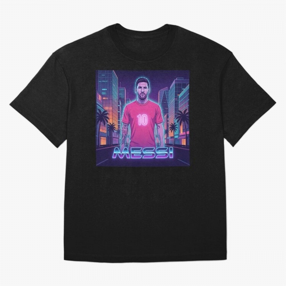 Inter Miami Football Legend Messi Cyberpunk Retro Futurist Design Classic T-Shirt Celebrate Soccer Greatness during the FIFA World Cup 2026 USA Canada Mexico Journey through Cristiano Ronaldo Highlights, France and Portugal Pride, Classic Soccer