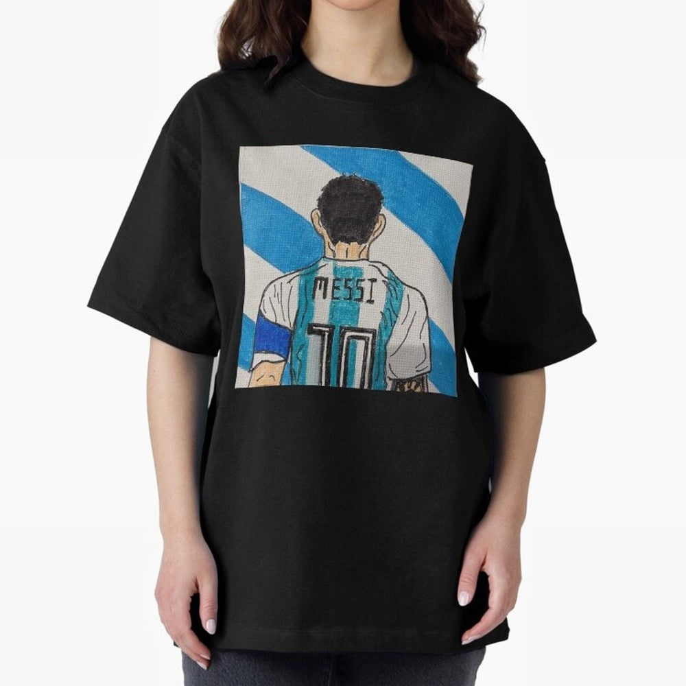 Messi Artwork Oversized T-Shirt Support Your Favorite Stars during FIFA World Cup 2026 Spirit, Filled with Argentina, France and Brazil, Neymar, Haaland and Cristiano Ronaldo, Tournament Hype, Historic Matchups, Family Viewing Parties and Global
