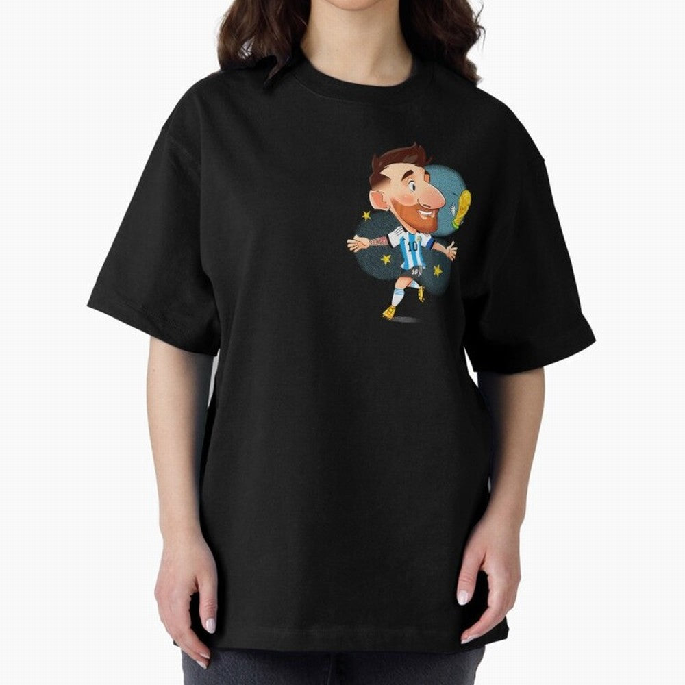 Messi GOAT Oversized T-Shirt Bring Home the FIFA World Cup 2026 Journey through Haaland Highlights, France and Portugal Pride, Global Supporter Spirit, Legendary Goals, National Colors and Tournament Celebration; Great for Watch Parties, Sports