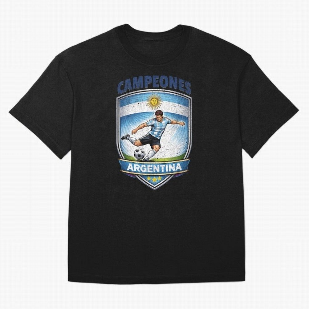 Argentina Vintage Soccer Badge - Campeones 3 Stars Essential T-Shirt Remember Iconic Moments from Global Football Passion for FIFA World Cup 2026, Inspired by Messi, CR7 and Mbappe, Brazil, Supporter Pride, Iconic Celebrations, Legendary Names and