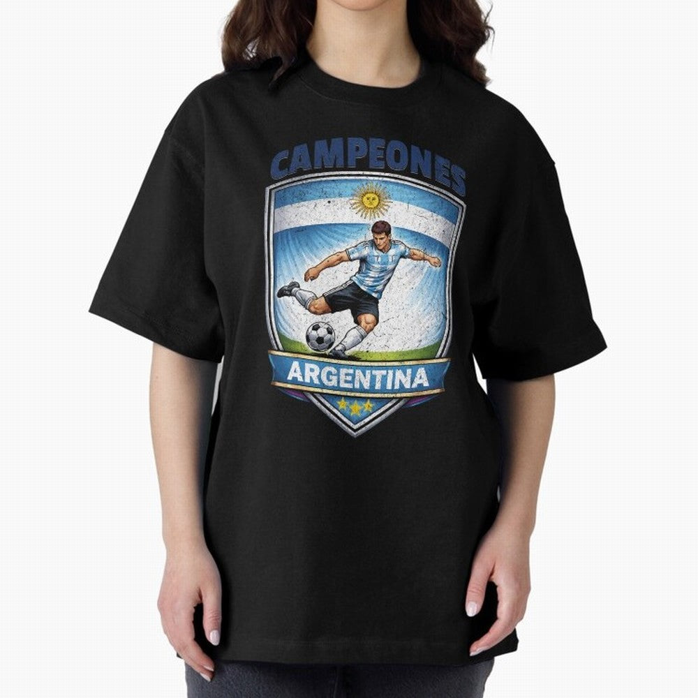 Argentina Vintage Soccer Badge - Campeones 3 Stars Essential T-Shirt Remember Iconic Moments from Global Football Passion for FIFA World Cup 2026, Inspired by Messi, CR7 and Mbappe, Brazil, Supporter Pride, Iconic Celebrations, Legendary Names and