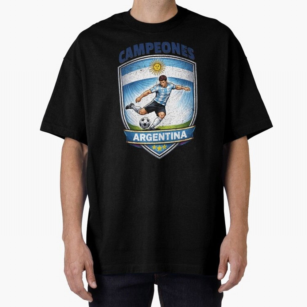 Argentina Vintage Soccer Badge - Campeones 3 Stars Essential T-Shirt Remember Iconic Moments from Global Football Passion for FIFA World Cup 2026, Inspired by Messi, CR7 and Mbappe, Brazil, Supporter Pride, Iconic Celebrations, Legendary Names and