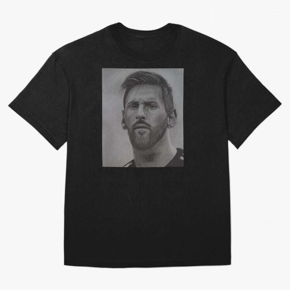 Messi Focused Portrait Art Classic T-Shirt Celebrate Fan Culture around the FIFA World Cup 2026 Journey through Cristiano Ronaldo Highlights, France and Portugal Pride, Championship Spirit, Famous Goals, Roaring Crowds and International Football