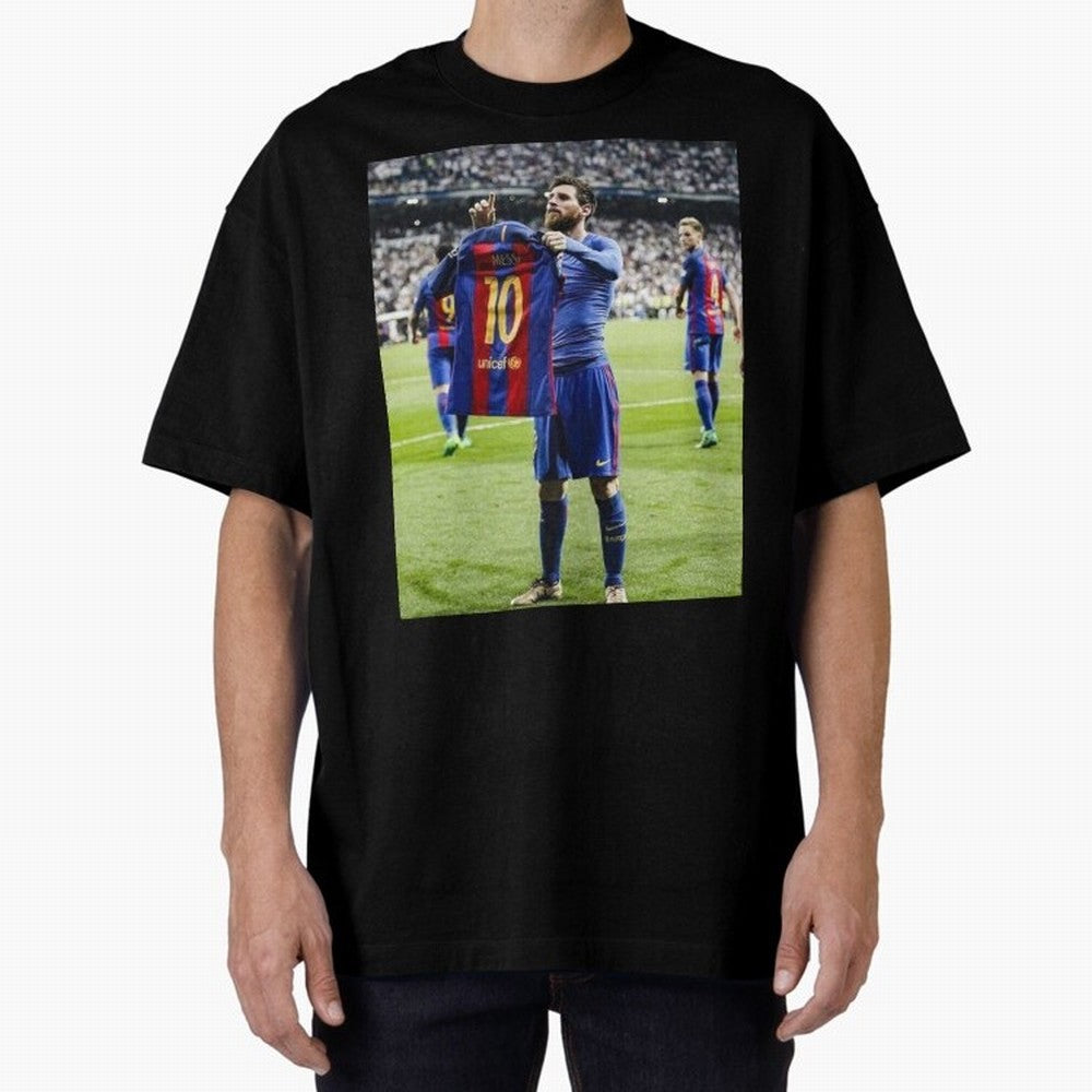 Lional Messi Poster Design Oversized T-Shirt Show Your Love for the FIFA World Cup 2026 USA Canada Mexico Journey through CR7 and Messi Highlights, Portugal Pride, Football History, Final Match Energy, Crowd Noise and Once in a Lifetime Moments;