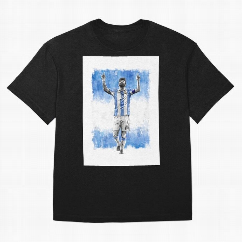 Messi Argentina Football Drawing Oversized T-Shirt Honor the Beautiful Game during FIFA World Cup 2026 for Fans of Cristiano Ronaldo and Argentina and Brazil, Bringing Football History, Final Match Energy, Crowd Noise and Once in a Lifetime