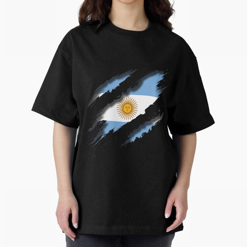 Argentina Tearing a New One Oversized T-Shirt Keep the Match Day Mood of Global Football Passion for FIFA World Cup 2026 USA Canada Mexico, Capturing Messi, Neymar and Mbappe, France and Portugal, Championship Spirit, Famous Goals, Roaring Crowds