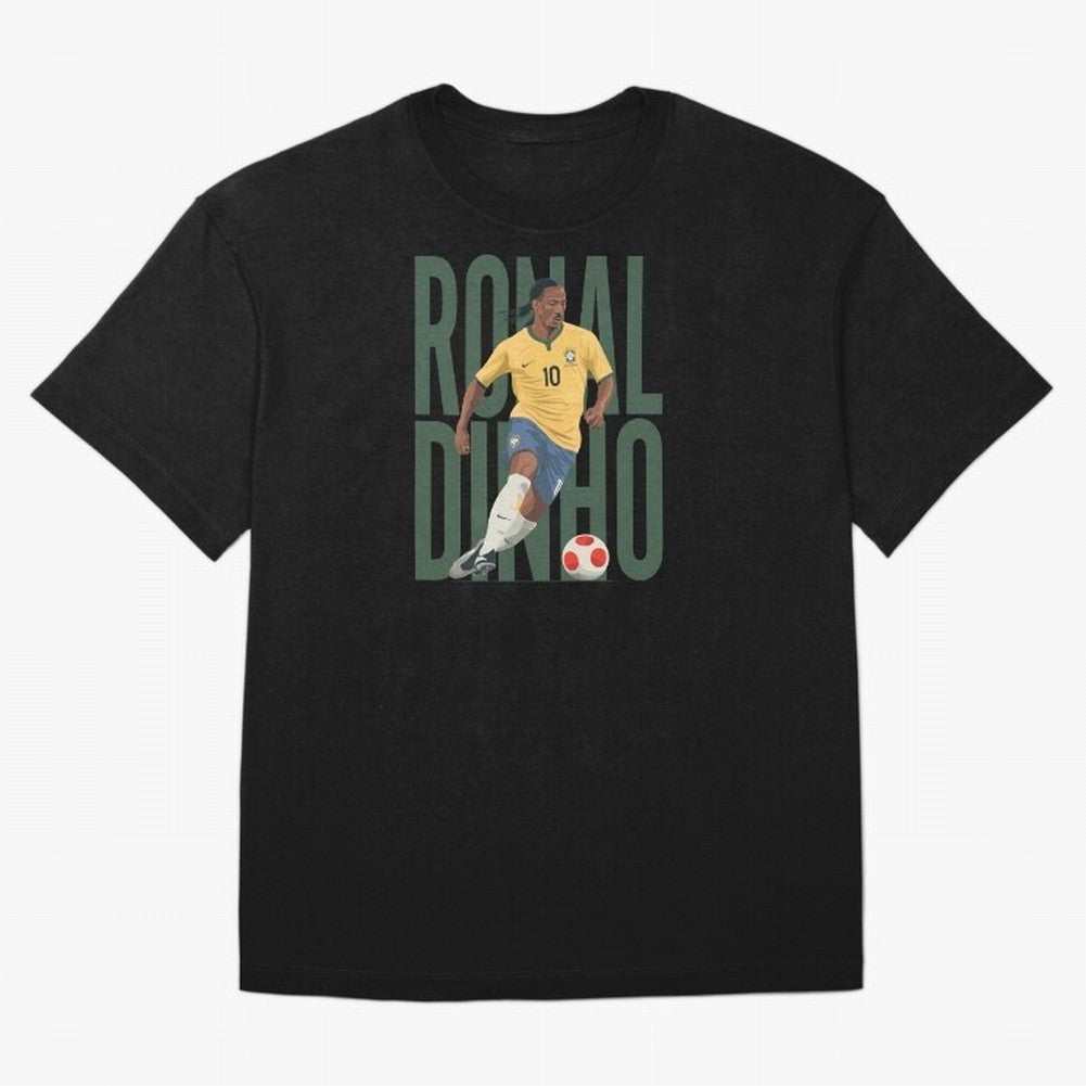Ronaldinho Gaucho in action Minimalist Graphic Premium T-Shirt Relive Legendary Nights from FIFA World Cup 2026 Spirit, Celebrating France and Portugal, CR7, Tournament Hype, Historic Matchups, Family Viewing Parties and Global Sports Pride; Great