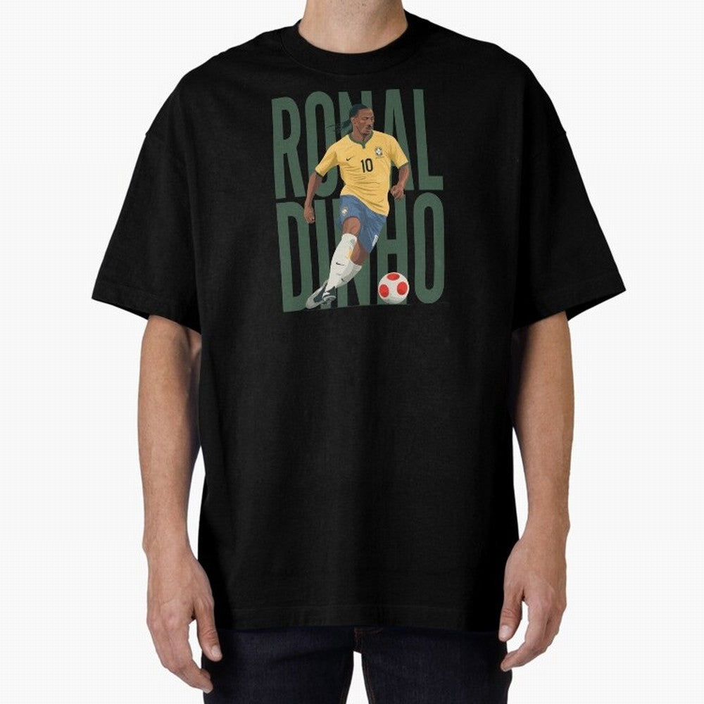 Ronaldinho Gaucho in action Minimalist Graphic Premium T-Shirt Relive Legendary Nights from FIFA World Cup 2026 Spirit, Celebrating France and Portugal, CR7, Tournament Hype, Historic Matchups, Family Viewing Parties and Global Sports Pride; Great