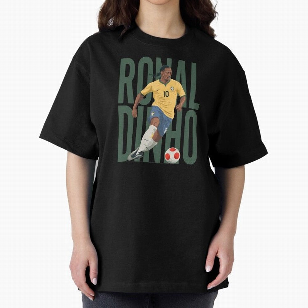 Ronaldinho Gaucho in action Minimalist Graphic Premium T-Shirt Relive Legendary Nights from FIFA World Cup 2026 Spirit, Celebrating France and Portugal, CR7, Tournament Hype, Historic Matchups, Family Viewing Parties and Global Sports Pride; Great