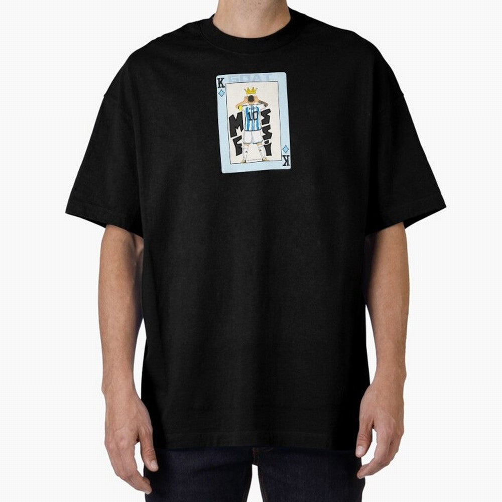 Deck of cards Messi Premium T-Shirt Back the Journey through Global Football Passion for FIFA World Cup 2026, Inspired by Neymar, Haaland and Cristiano Ronaldo, Argentina, France and Brazil, Football History, Final Match Energy, Crowd Noise and