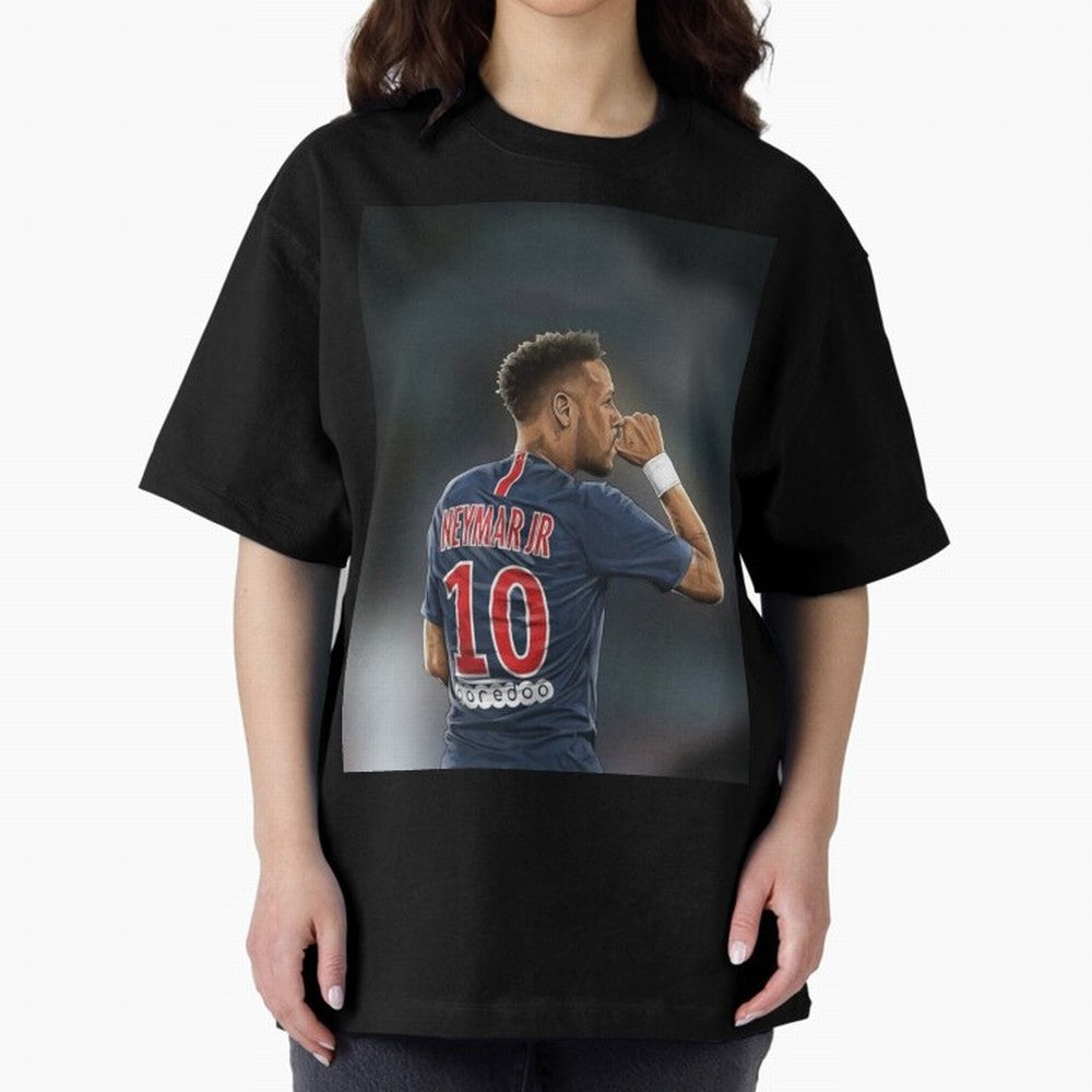Neymar Watercolor Art Oversized T-Shirt Celebrate Soccer Greatness during FIFA World Cup 2026 Celebrating Haaland and Mbappe, Brazil Energy, Vintage Soccer Flavor, Modern Football Stars, National Flags and Final Night Emotion; Ideal for Fans Who